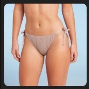 Women's Side-Tie Cheeky Bikini Bottom | Shade & Shore | Light Mauve Lurex L